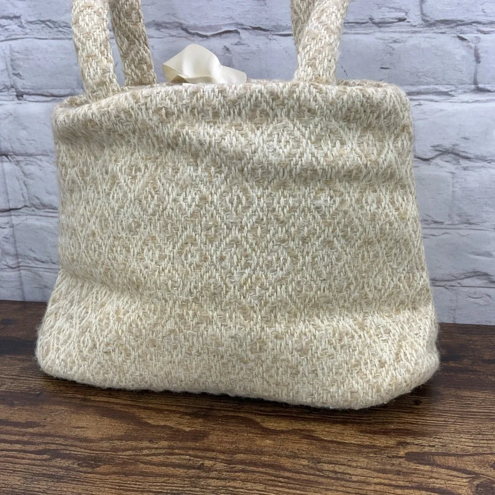 Boyne Valley Weavers Vintage Wool Handbag Diamond Stitch Double Strap
